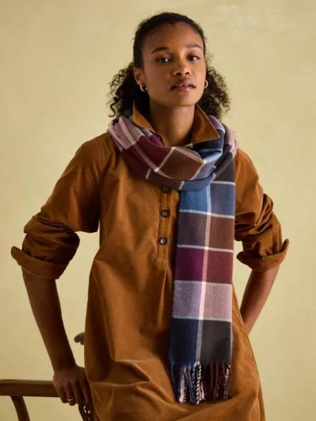 Scarves Women Joules Berry and Navy Scarf