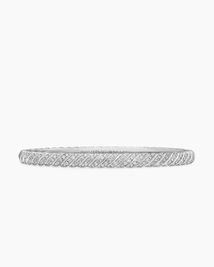 Sculpted Cable Bangle Bracelet In 18K White Gold With Diamonds 46mm Women David Yurman Bangle Sculpted Cable Bangle Bracelet In 18K White Gold With Diamonds 46mm Women David Yurman Bangle