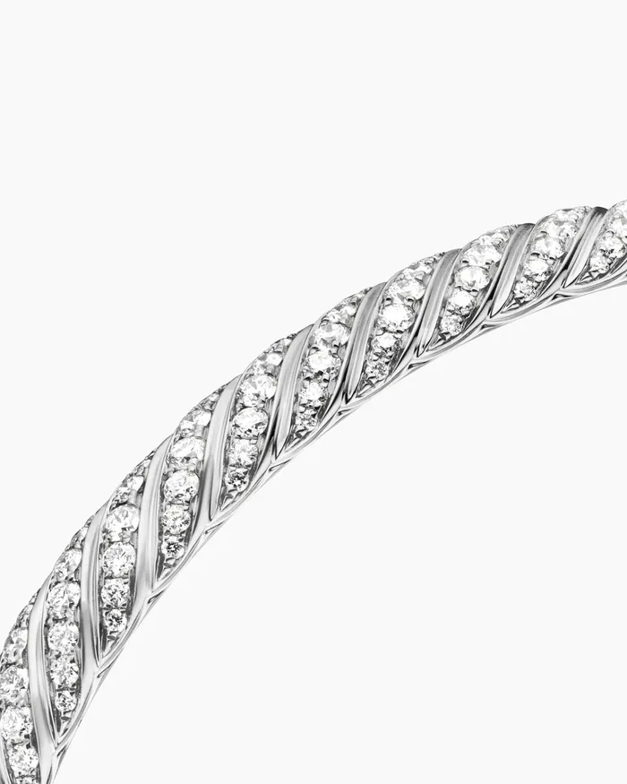 Sculpted Cable Bangle Bracelet In 18K White Gold With Diamonds 46mm Women David Yurman Bangle