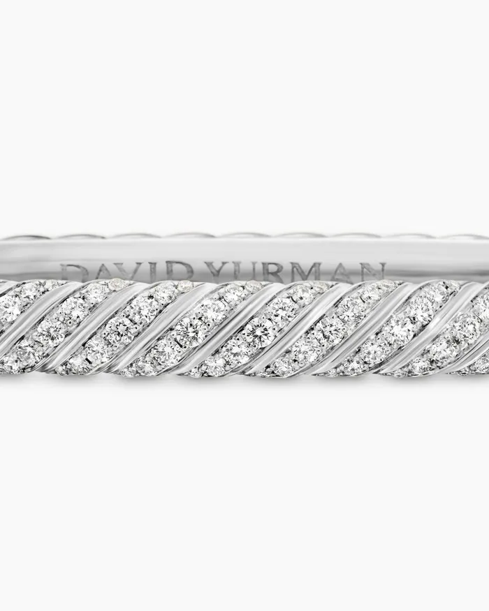 Sculpted Cable Bangle Bracelet In 18K White Gold With Diamonds 46mm Women David Yurman Bangle