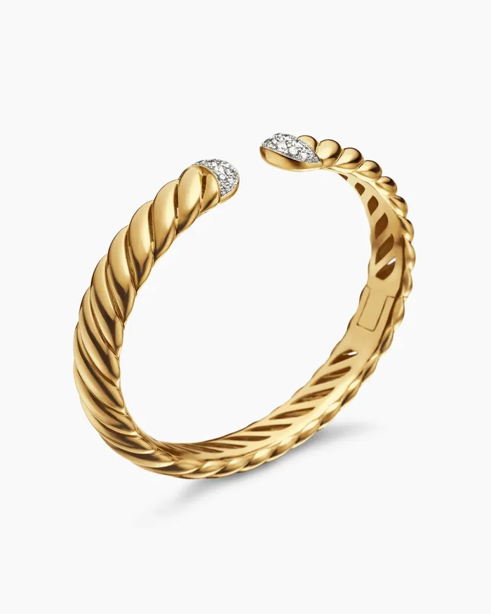 Sculpted Cable Cuff Bracelet In 18K Yellow Gold With Diamonds 10mm Women David Yurman Cuff Sculpted Cable Cuff Bracelet In 18K Yellow Gold With Diamonds 10mm Women David Yurman Cuff