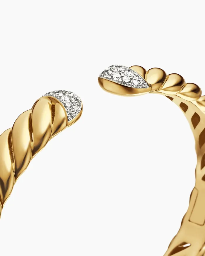 Sculpted Cable Cuff Bracelet In 18K Yellow Gold With Diamonds 10mm Women David Yurman Cuff Sculpted Cable Cuff Bracelet In 18K Yellow Gold With Diamonds 10mm Women David Yurman Cuff