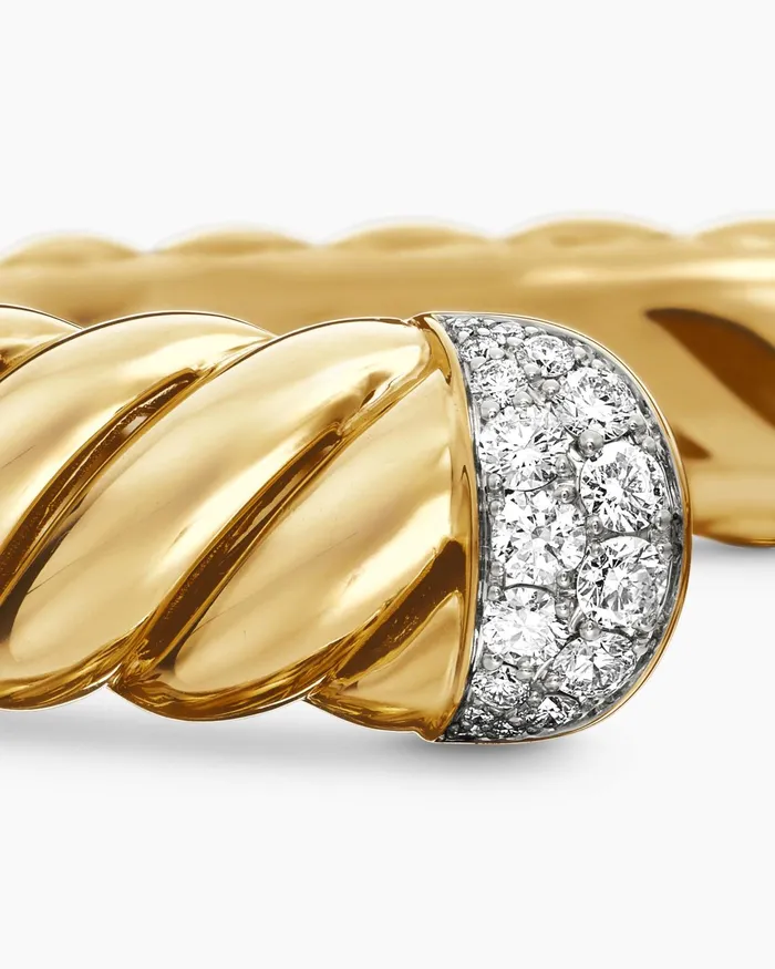 Sculpted Cable Cuff Bracelet In 18K Yellow Gold With Diamonds 10mm Women David Yurman Cuff Sculpted Cable Cuff Bracelet In 18K Yellow Gold With Diamonds 10mm Women David Yurman Cuff