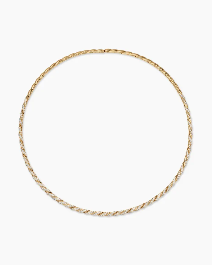Sculpted Cable Flex Necklace In 18K Yellow Gold With Diamonds 37mm Women David Yurman Statement Sculpted Cable Flex Necklace In 18K Yellow Gold With Diamonds 37mm Women David Yurman Statement
