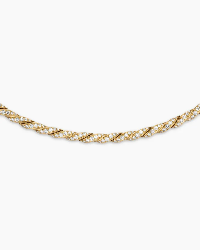 Sculpted Cable Flex Necklace In 18K Yellow Gold With Diamonds 37mm Women David Yurman Statement