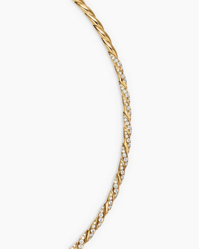 Sculpted Cable Flex Necklace In 18K Yellow Gold With Diamonds 37mm Women David Yurman Statement