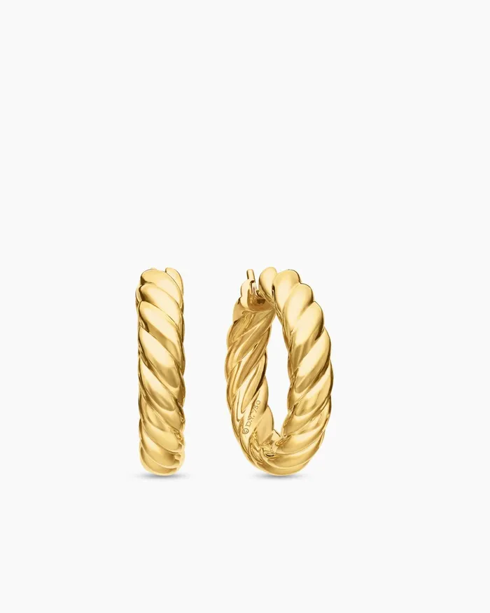 Sculpted Cable Hoop Earrings In 18K Yellow Gold 254mm Women David Yurman Hoop Sculpted Cable Hoop Earrings In 18K Yellow Gold 254mm Women David Yurman Hoop