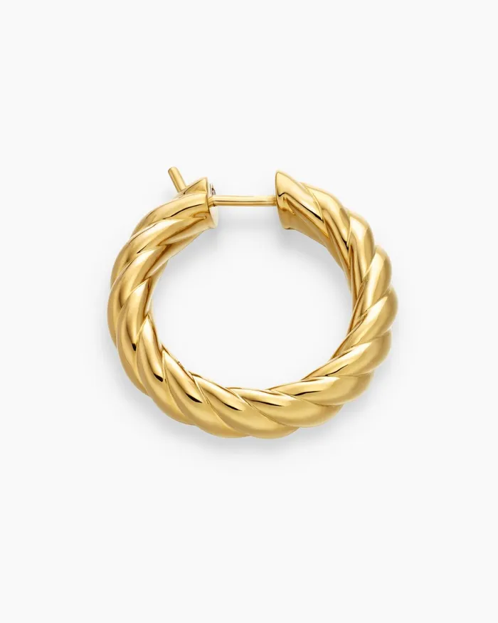 Sculpted Cable Hoop Earrings In 18K Yellow Gold 254mm Women David Yurman Hoop Sculpted Cable Hoop Earrings In 18K Yellow Gold 254mm Women David Yurman Hoop