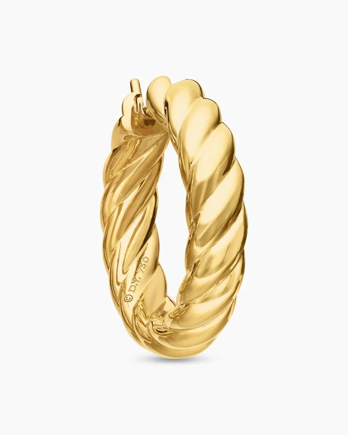 Sculpted Cable Hoop Earrings In 18K Yellow Gold 254mm Women David Yurman Hoop Sculpted Cable Hoop Earrings In 18K Yellow Gold 254mm Women David Yurman Hoop
