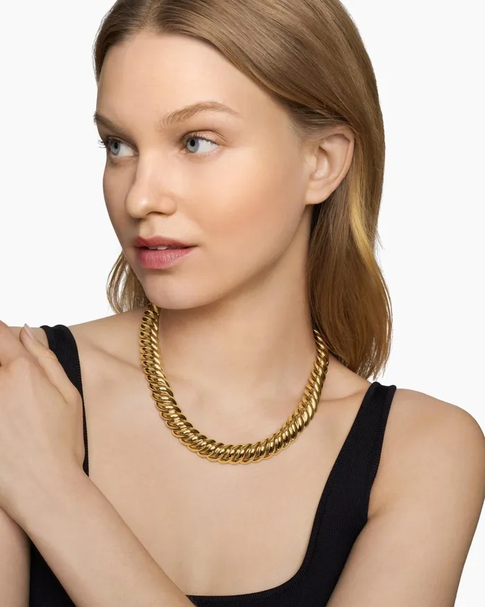 Sculpted Cable Necklace In 18K Yellow Gold 14mm Women David Yurman Statement Sculpted Cable Necklace In 18K Yellow Gold 14mm Women David Yurman Statement