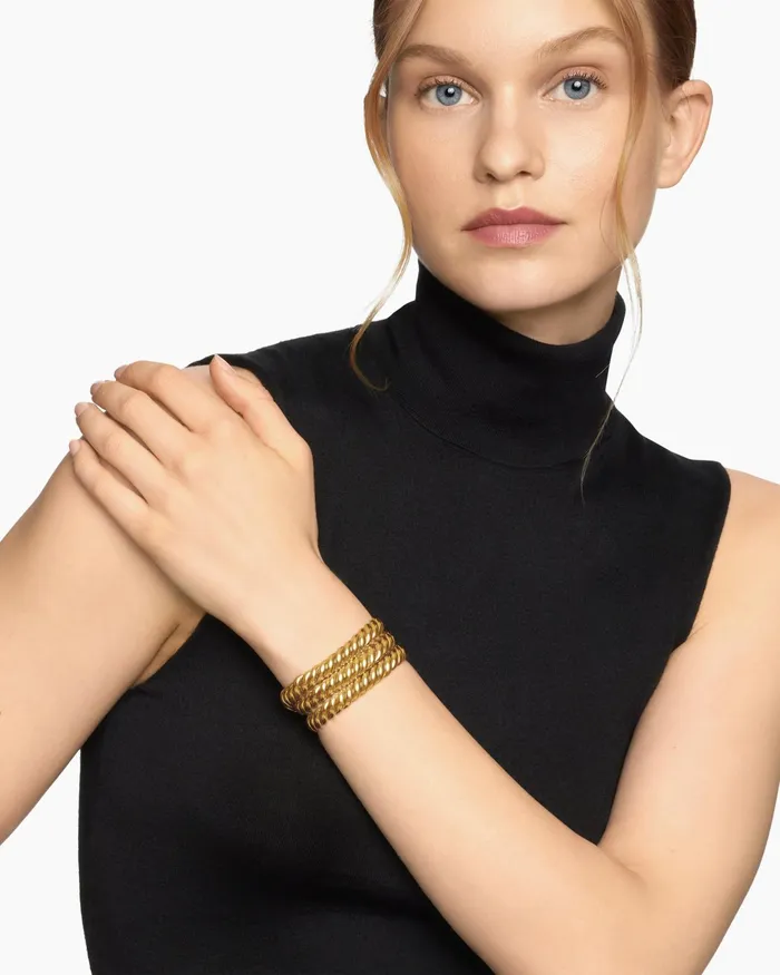 Sculpted Cable Triple Wrap Bracelet In 18K Yellow Gold 85mm Women David Yurman Bangle Sculpted Cable Triple Wrap Bracelet In 18K Yellow Gold 85mm Women David Yurman Bangle