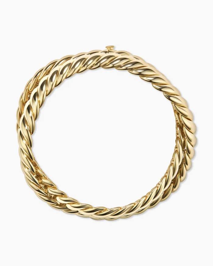 Sculpted Cable Triple Wrap Bracelet In 18K Yellow Gold 85mm Women David Yurman Bangle Sculpted Cable Triple Wrap Bracelet In 18K Yellow Gold 85mm Women David Yurman Bangle