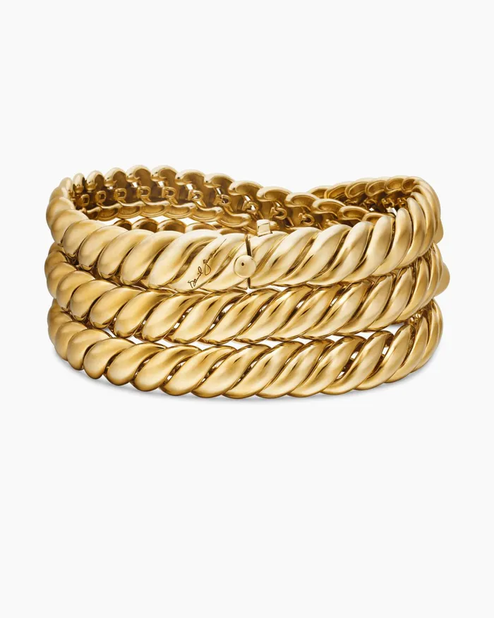 Sculpted Cable Triple Wrap Bracelet In 18K Yellow Gold 85mm Women David Yurman Bangle Sculpted Cable Triple Wrap Bracelet In 18K Yellow Gold 85mm Women David Yurman Bangle