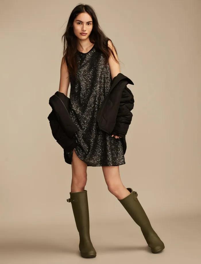 Sequin Shift Mini Dress Matte Black Sequin Women Lucky Brand Dresses