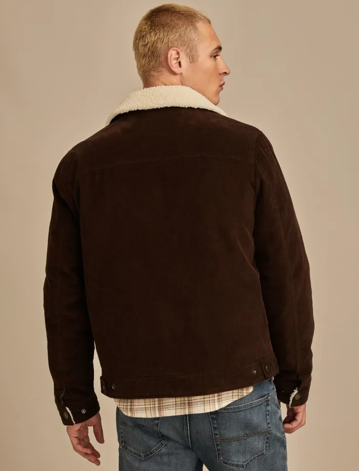 Sherpa Lined Corduroy Trucker Jacket Chocolate Brown Men Lucky Brand Jackets and Outerwear