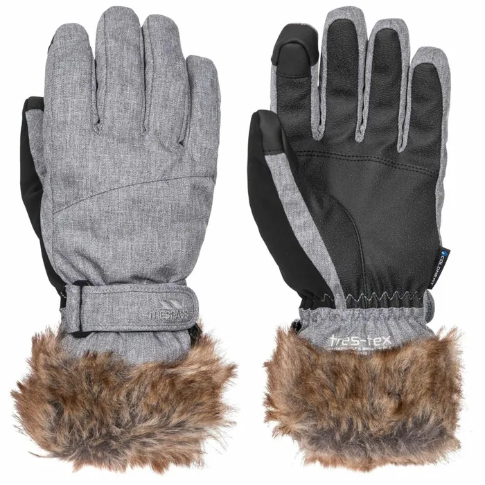 Shiloh Gloves With Faux Fur Cuff Platinum Women Trespass Gloves