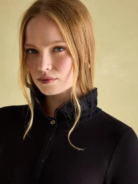 Shirts and Blouses Women Joules Black Long Sleeve Frilled Neck Top