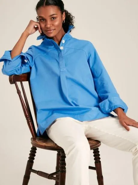 Shirts and Blouses Women Joules Blue Cotton Deck Shirt