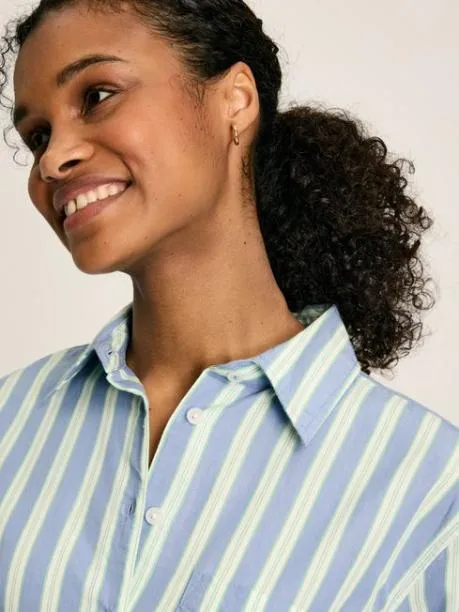 Shirts and Blouses Women Joules BlueWhite Cotton Shirt