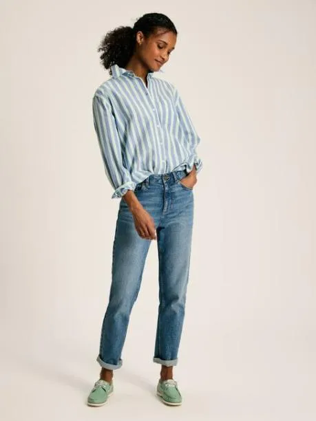 Shirts and Blouses Women Joules BlueWhite Cotton Shirt
