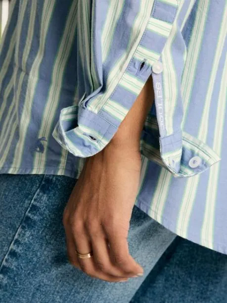 Shirts and Blouses Women Joules BlueWhite Cotton Shirt