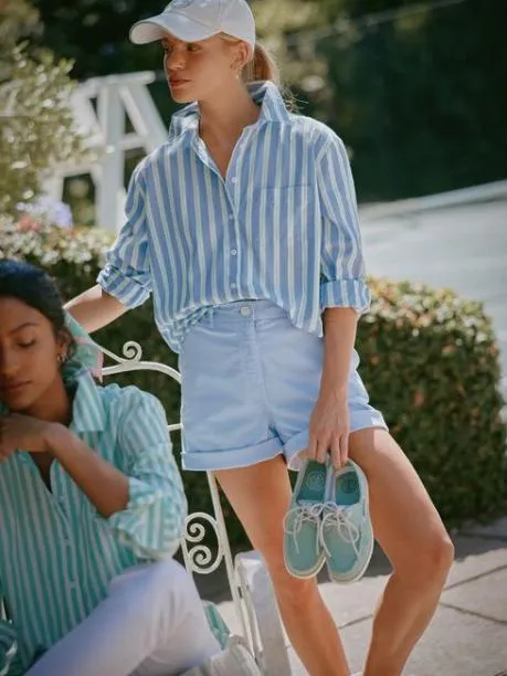 Shirts and Blouses Women Joules BlueWhite Cotton Shirt