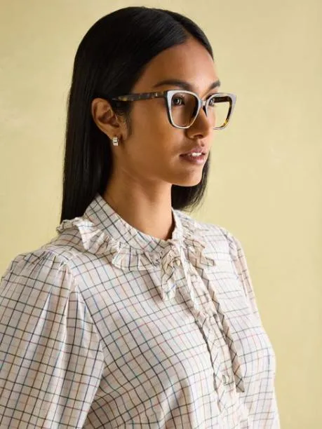 Shirts and Blouses Women Joules Check Pussybow Tie Blouse