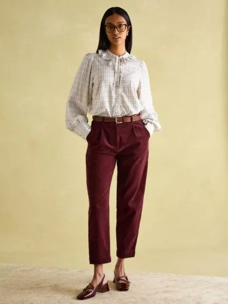 Shirts and Blouses Women Joules Check Pussybow Tie Blouse