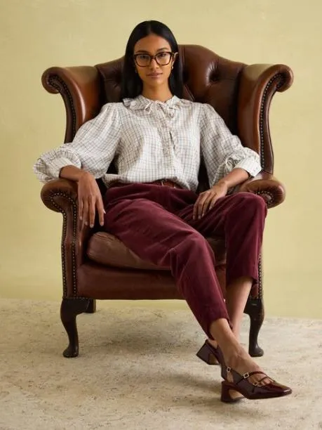 Shirts and Blouses Women Joules Check Pussybow Tie Blouse