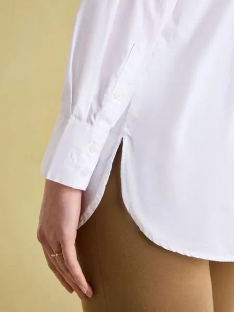 Shirts and Blouses Women Joules White Pleated TuxedoStyle Shirt