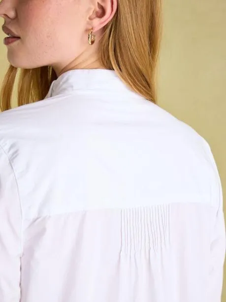 Shirts and Blouses Women Joules White Pleated TuxedoStyle Shirt