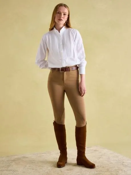 Shirts and Blouses Women Joules White Pleated TuxedoStyle Shirt
