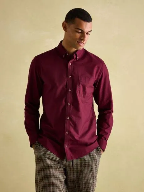 Shirts Men Joules Burgundy Long Sleeve Classic Fit Shirt