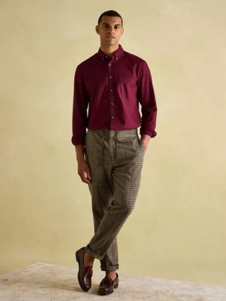 Shirts Men Joules Burgundy Long Sleeve Classic Fit Shirt