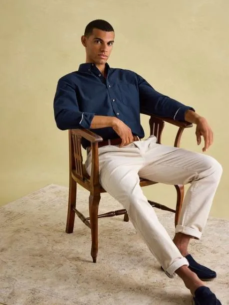 Shirts Men Joules Navy Long Sleeve Classic Fit Shirt