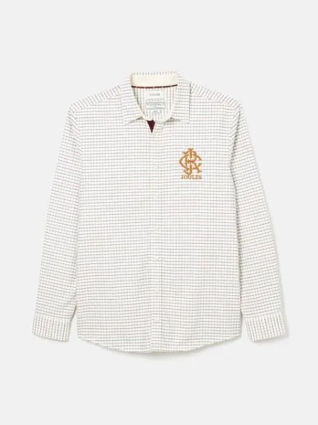 Shirts Men Joules White Embroidered Check Shirt