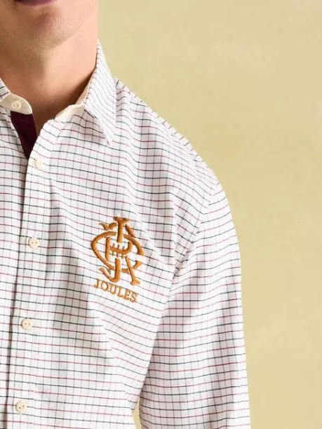 Shirts Men Joules White Embroidered Check Shirt