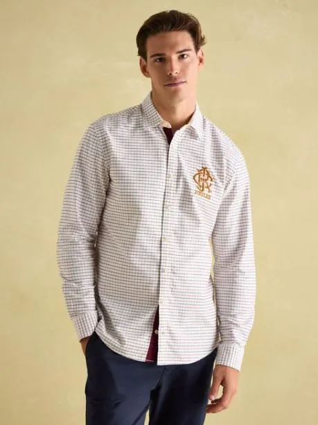 Shirts Men Joules White Embroidered Check Shirt