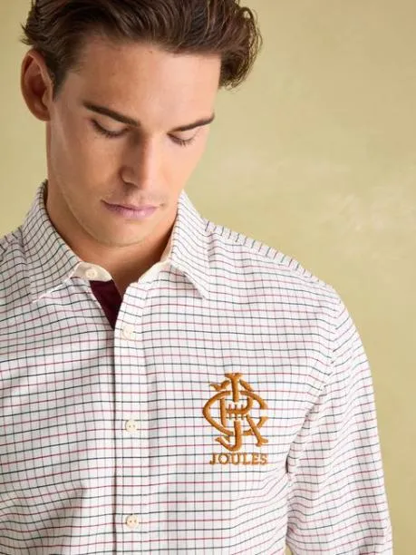 Shirts Men Joules White Embroidered Check Shirt