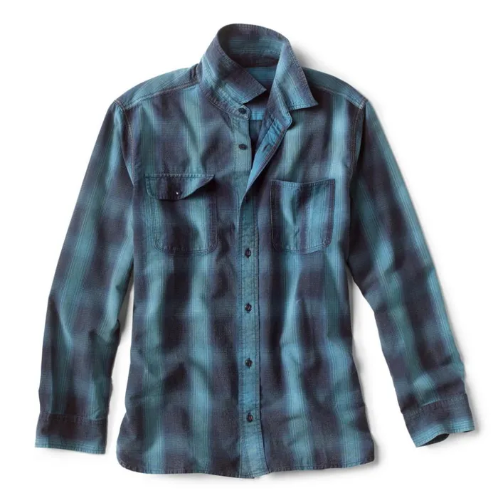 Shirts Men Orvis Indigo Ripstop LongSleeved Shirt Dark Indigo