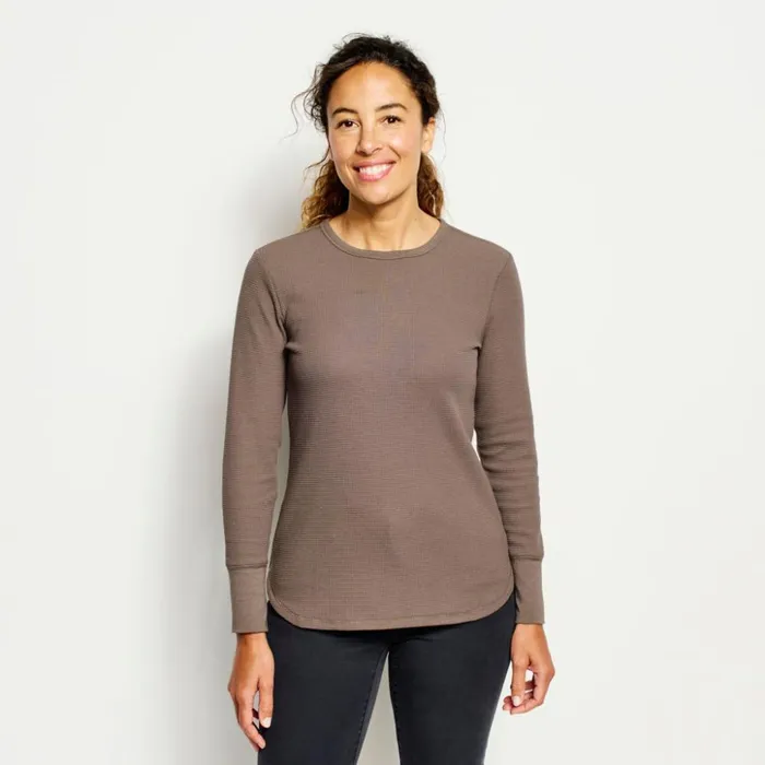 Shirts Women Orvis Fireside Waffle LongSleeved Crew Mushroom
