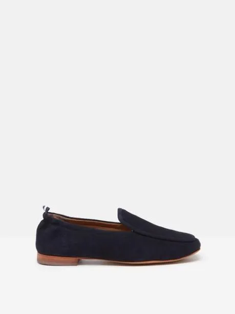 Shoes Women Joules Navy Blue Suede Loafers