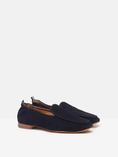 Shoes Women Joules Navy Blue Suede Loafers