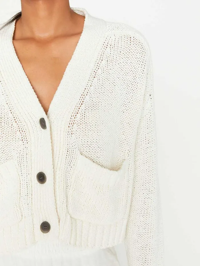 Shop Brochu Walker Cardigans The Cropped Cardigan Salt White