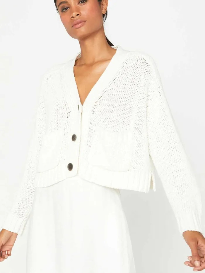 Shop Brochu Walker Cardigans The Cropped Cardigan Salt White