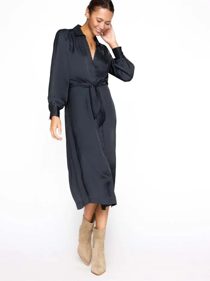 Shop Brochu Walker Dresses The Madsen Midi Shirt Dress Black Onyx