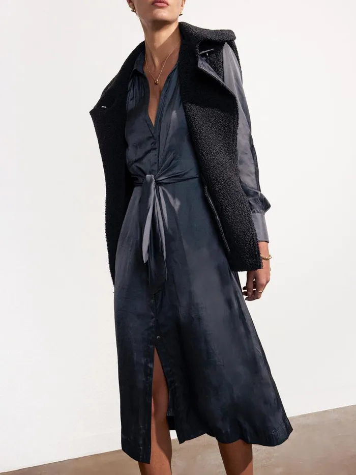 Shop Brochu Walker Dresses The Madsen Midi Shirt Dress Black Onyx