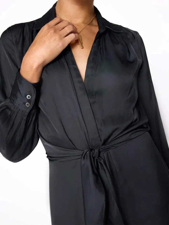 Shop Brochu Walker Dresses The Madsen Midi Shirt Dress Black Onyx