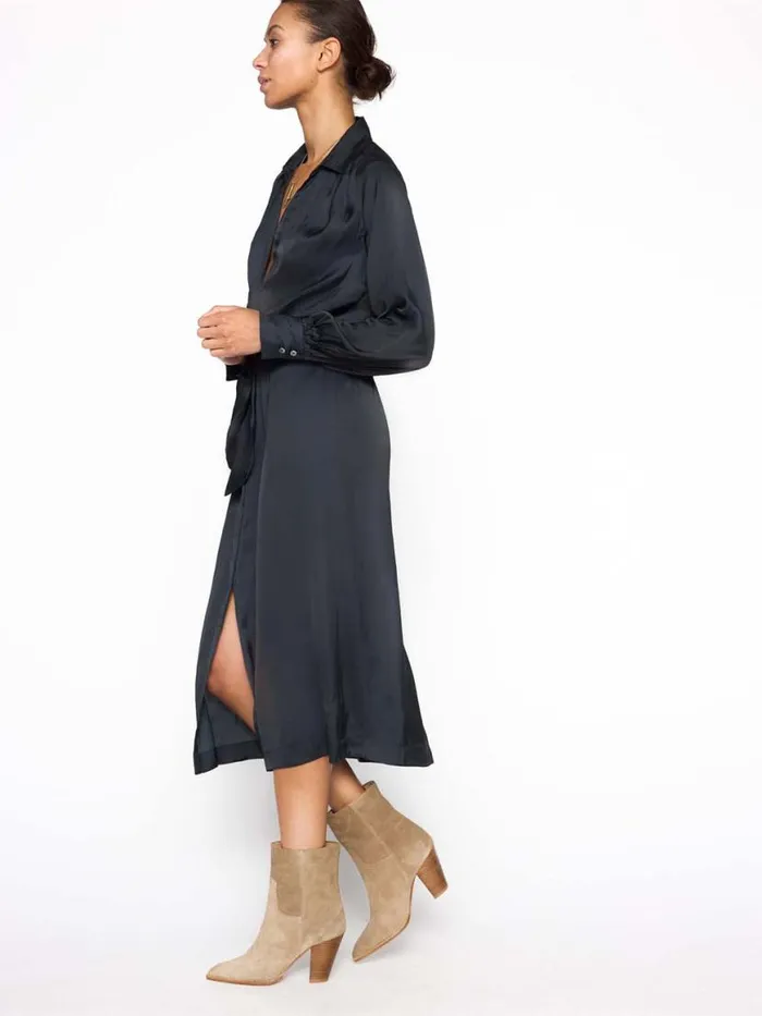 Shop Brochu Walker Dresses The Madsen Midi Shirt Dress Black Onyx