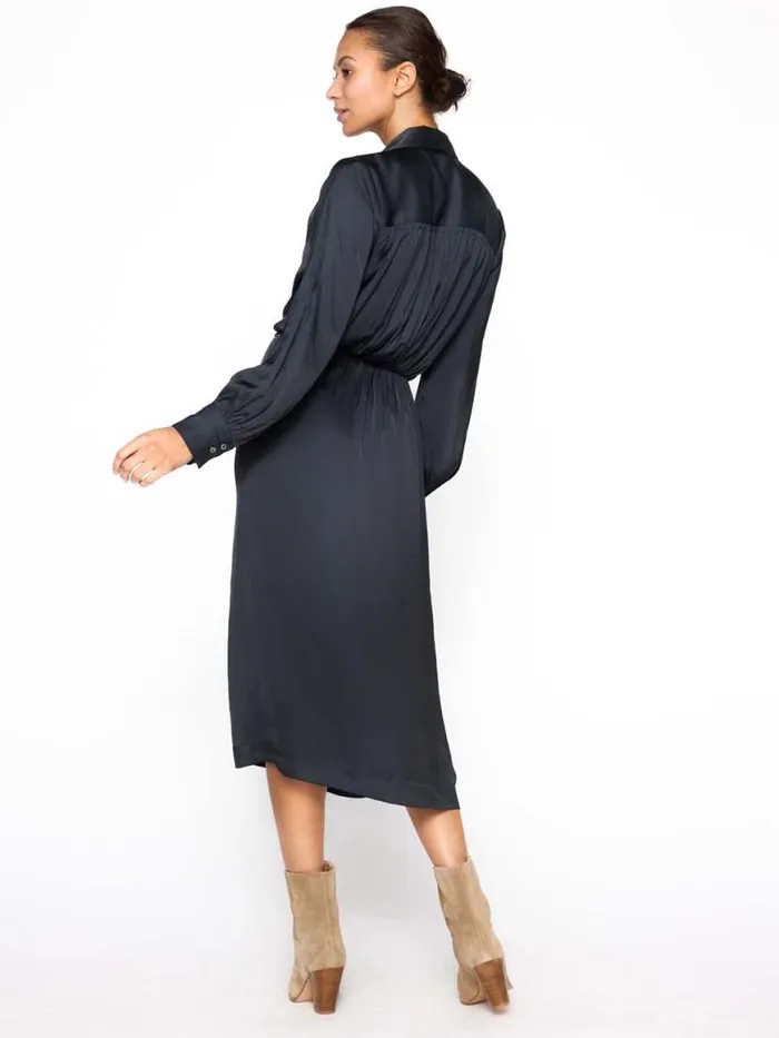 Shop Brochu Walker Dresses The Madsen Midi Shirt Dress Black Onyx